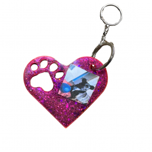 Porte clef coeur et patte – Personnalisable