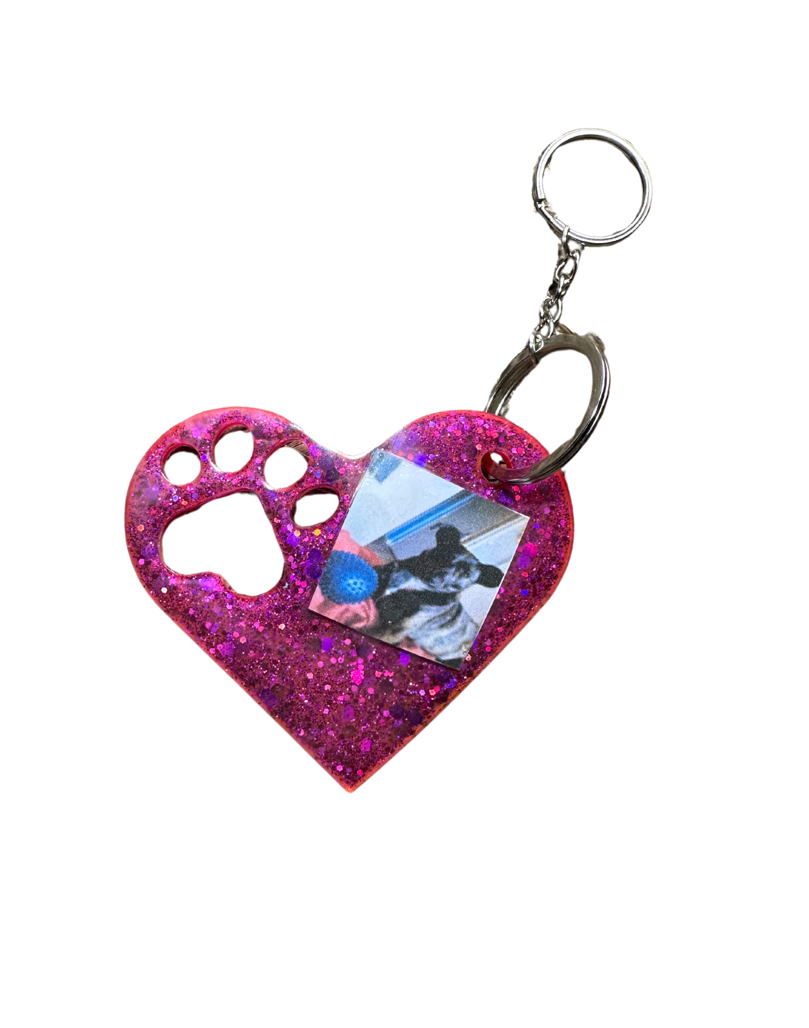 Porte clef coeur et patte - Personnalisable