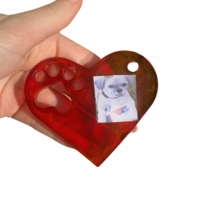 Porte clef coeur et patte – Personnalisable