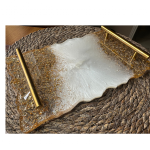 Plateau résine avec poignées – personnalisable