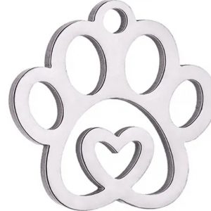 Breloque patte de chien et coeur
