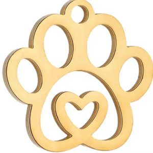 Breloque patte de chien et coeur